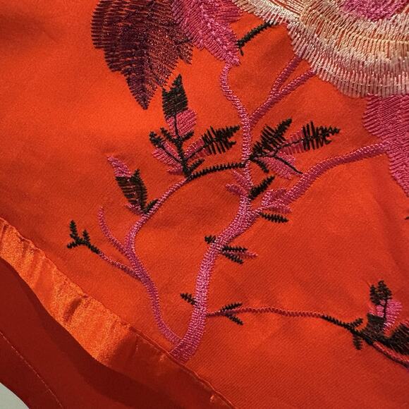 Free People Tunic Women S Red Festival Embroidered Bloom Boho Asian Artsy Flare - Picture 9 of 16